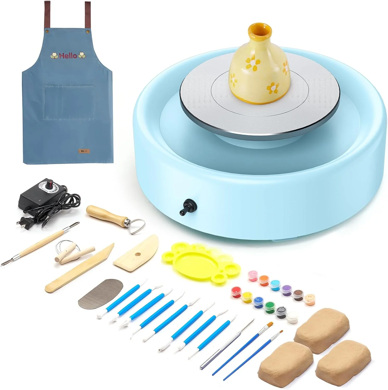 

Mini Pottery Wheel Machine - 6" Upgraded Clay Wheel for Beginners & Kids, 75W Motor, Adjustable Speed, Low Noise Ceramic Making