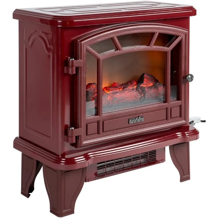 Electric Freestanding Infrared Quartz Fireplace Stove, Red