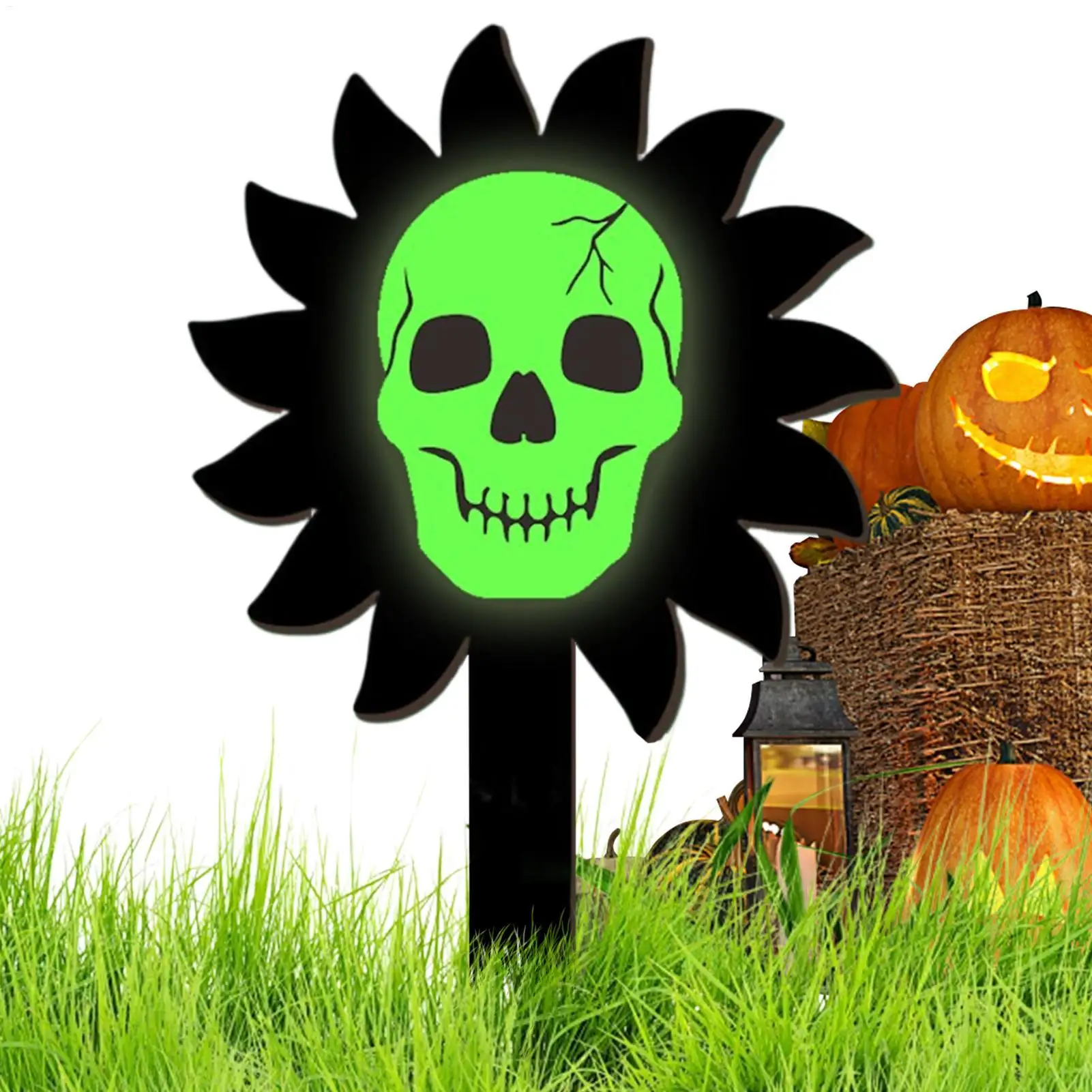

Halloween garden stakes luminous skull sign wooden flat atmosphere decorative signs for Halloween party outdoor lawn decoration