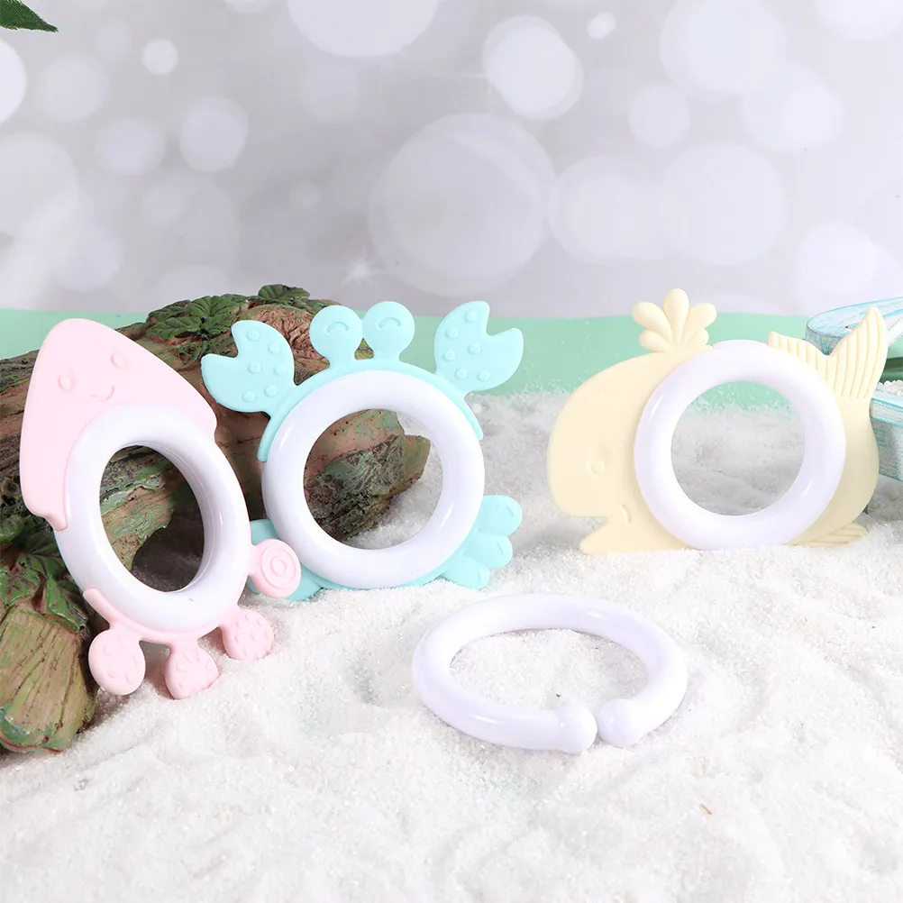 4Pcs Baby Plastic Molar Teethers Soft Safe Chewing Rings for Infant Teething Massage Grasp Shake Rattle Baby Teether