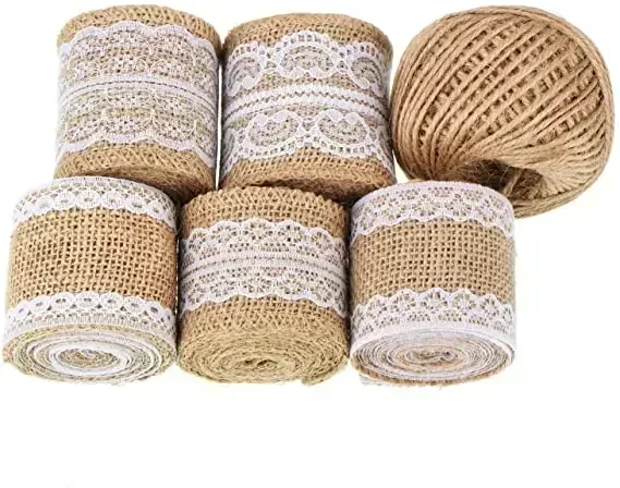 2 Yards HESSIAN LACE Ribbon Jute Burlap Rustic Chic Wedding Cake Christmas Vintage Craft Trim