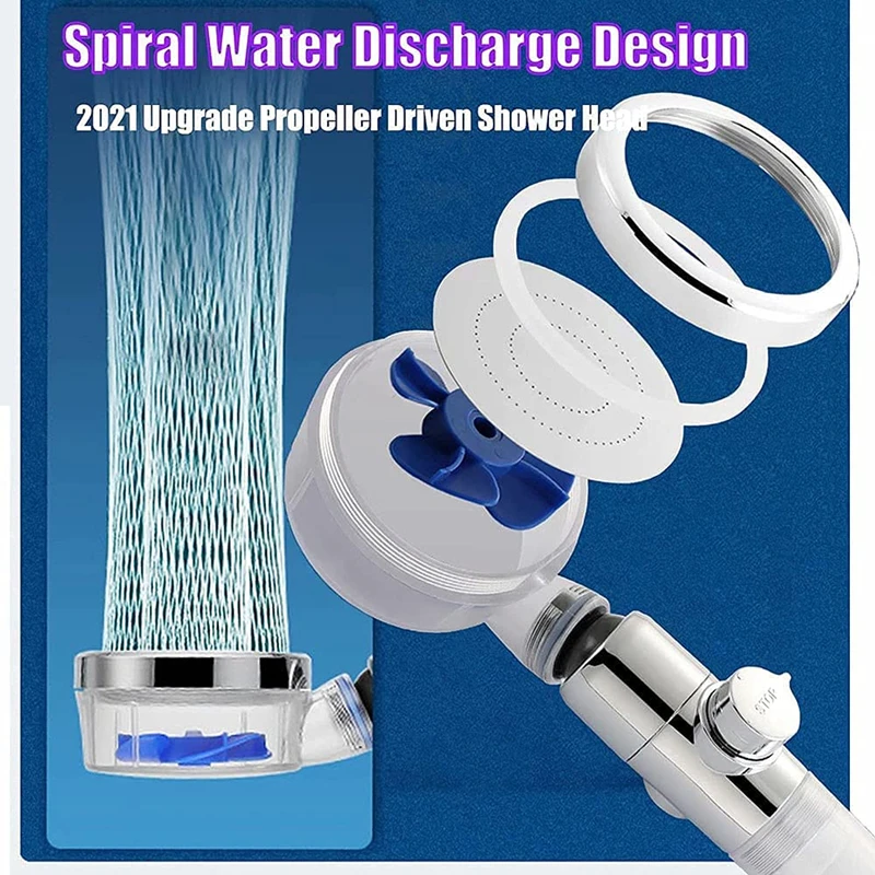 High Pressure 360 Degrees Rotation Shower Head Turbo Fan Water Saving Spray Adjustable Showerhead Filters Bathroom Accessories