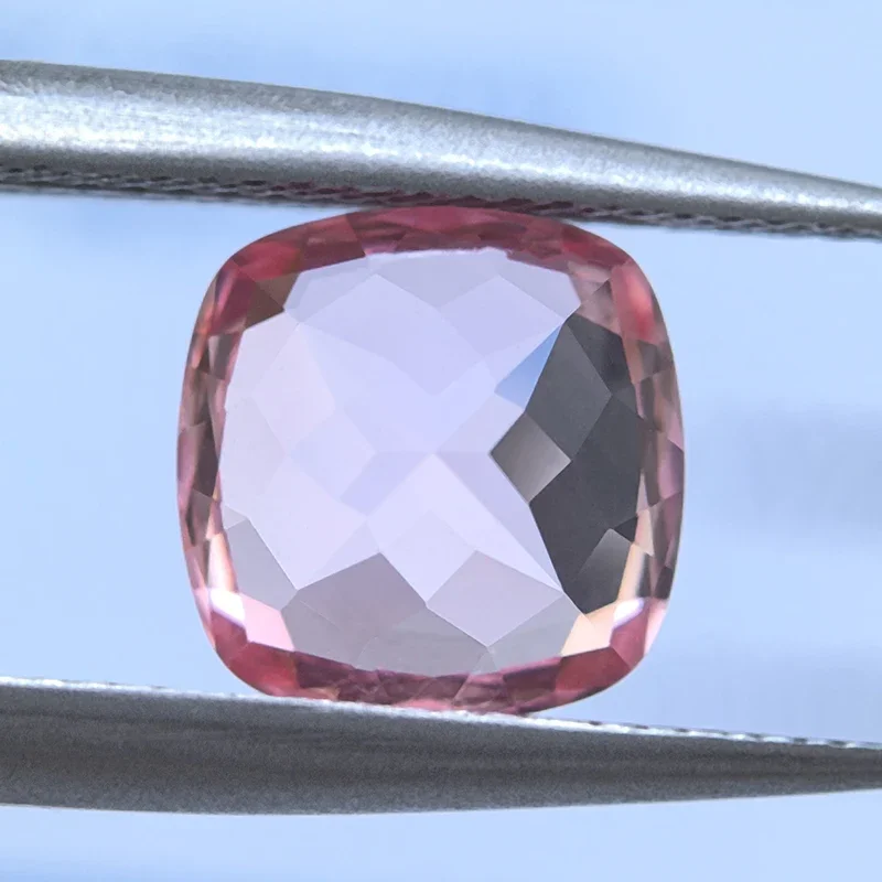Lab Grown Sapphire Sunrise Pink Color Square Cushion VVS1 Charms Beads Diy Jewelry Making Materials Selectable AGL Certificate