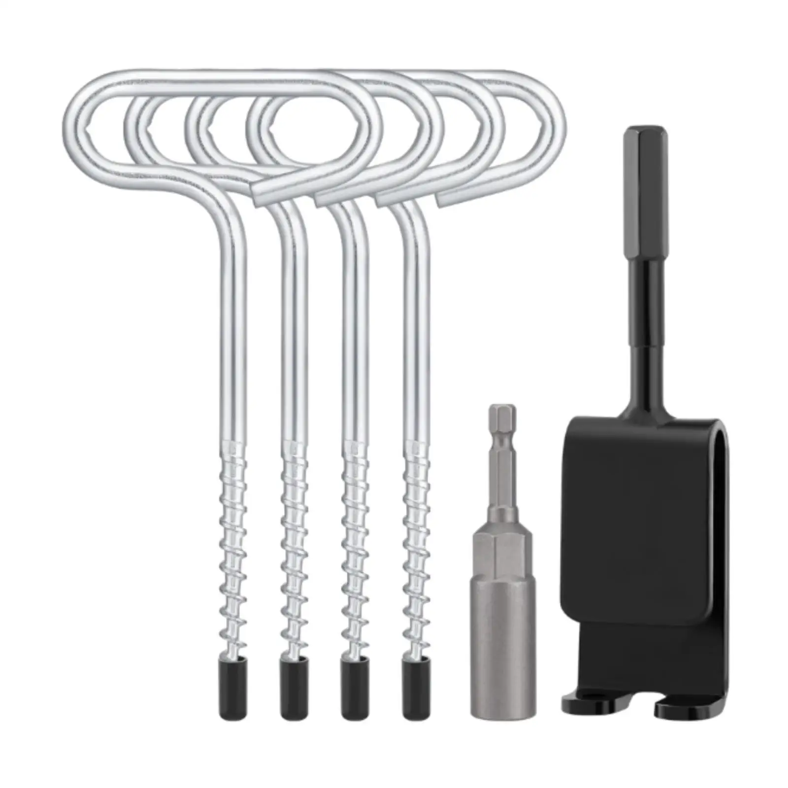 Metal Ice Anchor Power Drill Adapter Insert Tool for Quick Shelter Tent Nail Placement Outdoor Use