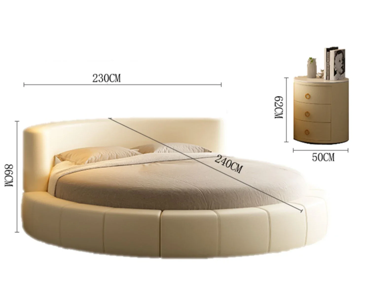 Popular Bedroom Furniture Set Round Bed Set Luxury Modern Suite Double Hotel Bed King Home Frame