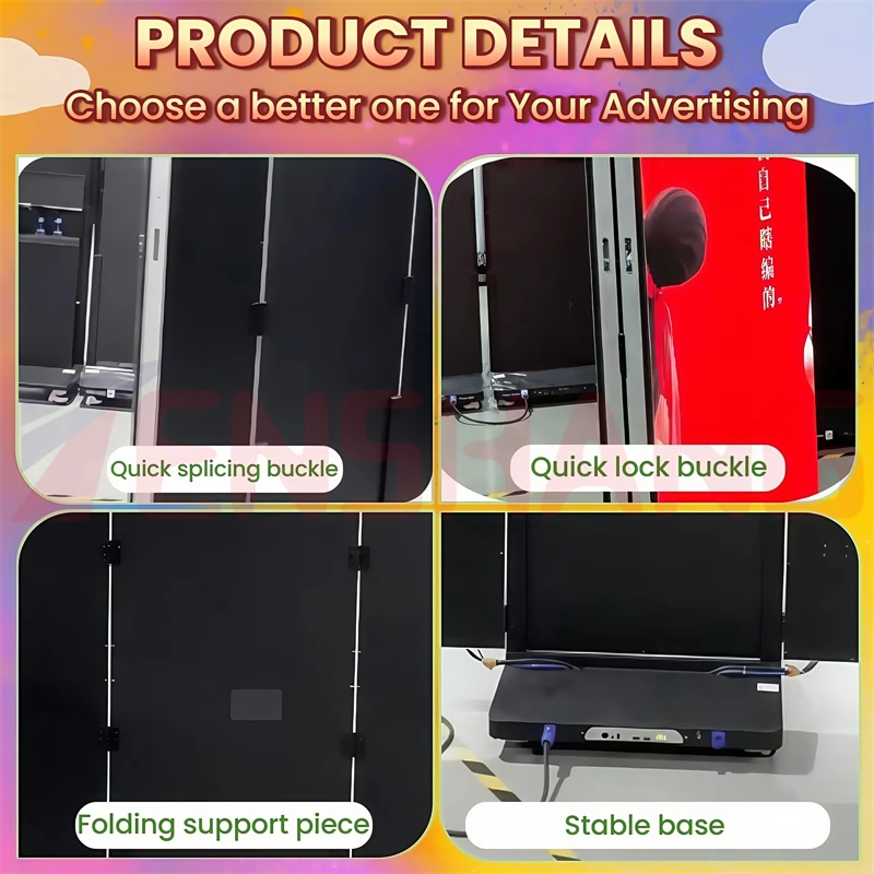 وحدة مغناطيسية قابلة للطي عرض الملصق لوحة إلكترونية قابلة للإزالة آلة الإعلان العمودي ثلاثة أضعاف شاشة ملصق Led #5