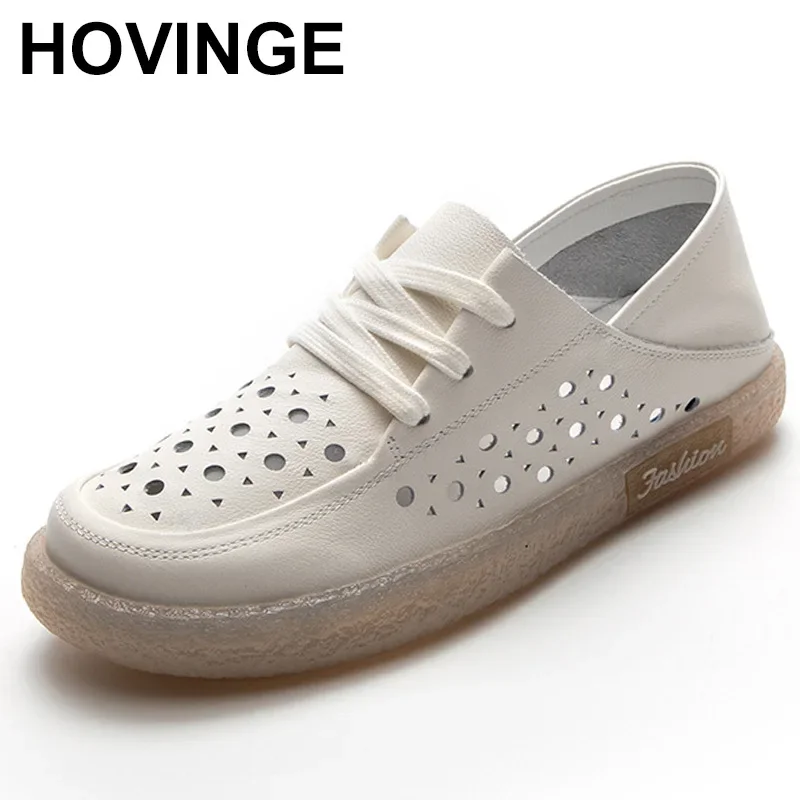 Sneakers Women's First Layer Cowhide Small Leather Shoes 2023 Openwork Summer New Single Shoes Two Soft Side Small White Shoes