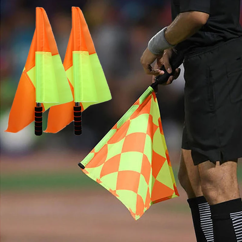 1/2 Pcs Soccer Referee Flag Competition Fair Play Sports Match Football Small Grid Shape Linesman Flags Referee Equipment