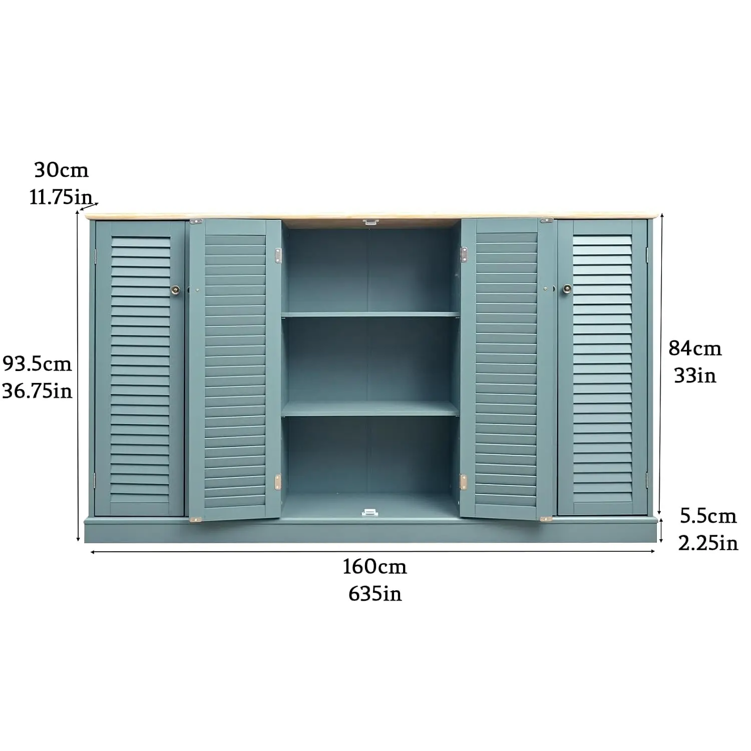 Farmhouse Sideboard Cabinet 6 Shutter Door Kitchen Living Room Storage Coffee Bar Wood 63