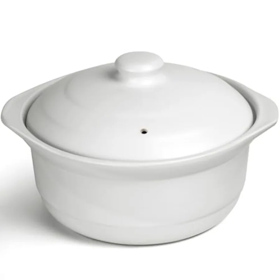 Olla de Cerámica con Tapa para Sopa, Cazuela, Olla para Arroz, Olla de Barro para Cocinar, 3.4 Cuartos de Galón