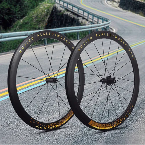 700C 초경량 6 폴로스 도로 자전거 바퀴 V 브레이크 이중 알루미늄 합금 깊이 30/40/50mm 휠셋 탄소 섬유 튜브 허브