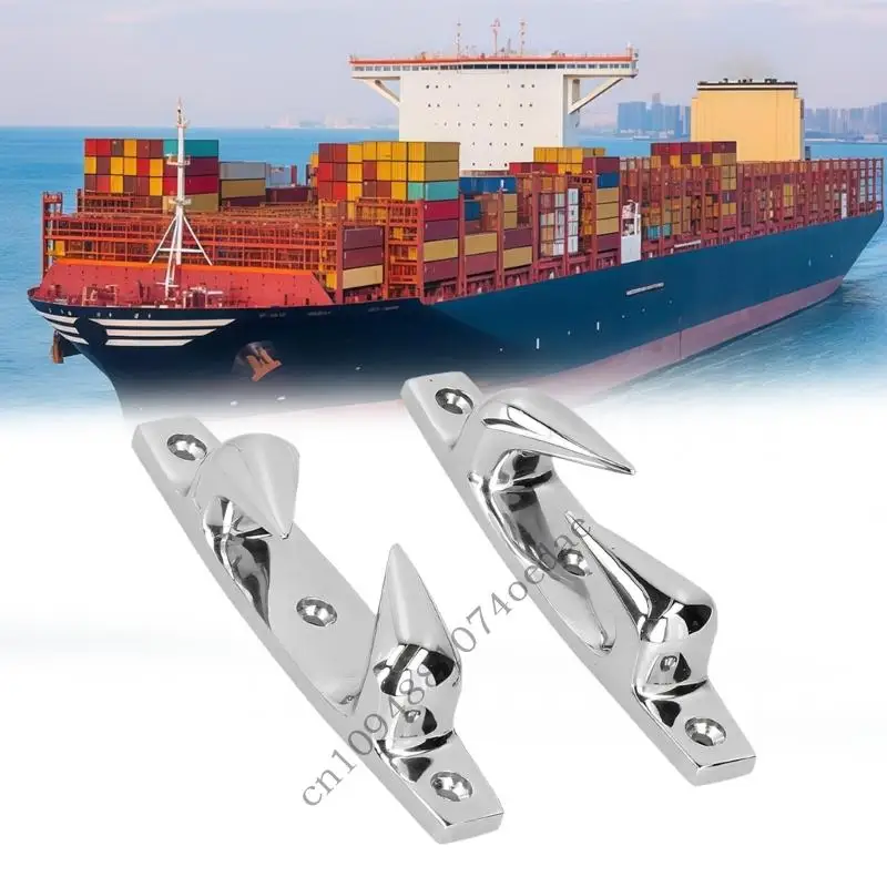 Mirror Polished Fairlead Chocks Pair for Boat Deck Line Guide Use with Stainless Steel Skene Form and Mount Base