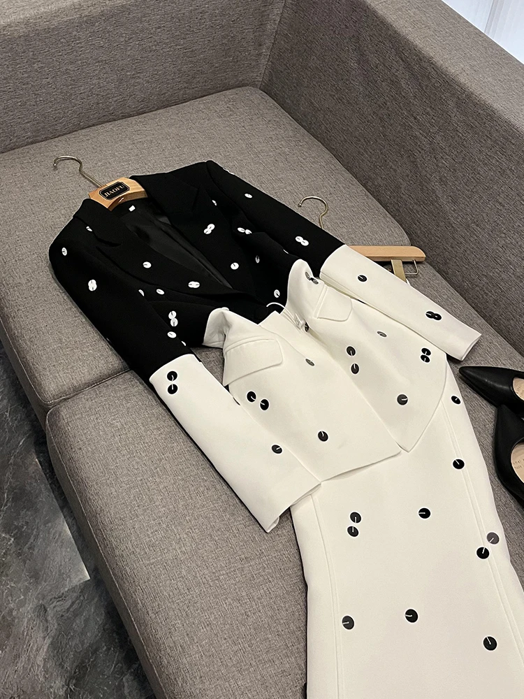 Star Faion Pailletten verzierter Anzug Jaet Maßgeschneiderter langer Schwanz f Rock Ele Workwear orm Set JF-2025 Herbst
