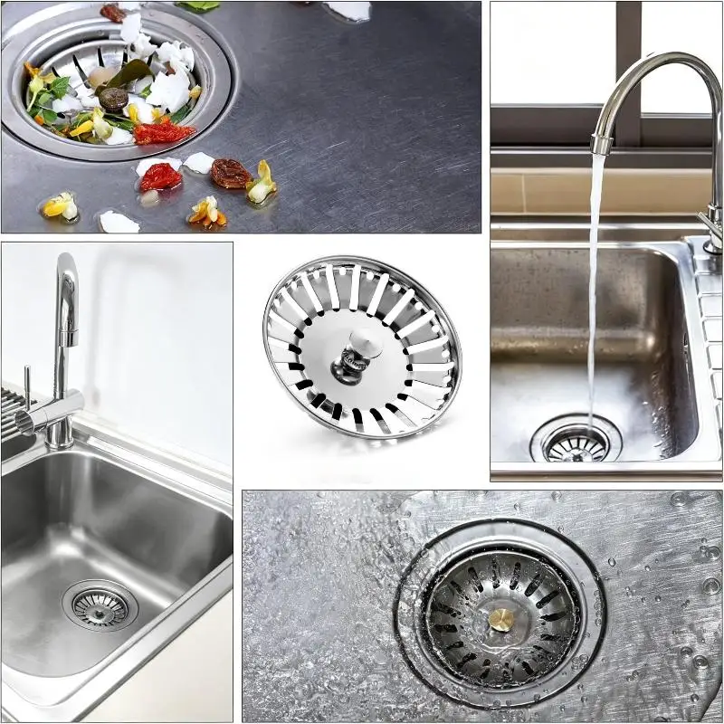 84mm Kitchen Sink Drain Strainer Hair Catcher Stopper Waste Filter Tool For Basin Bathtub Sewer Anti-block Filtration Daily Use