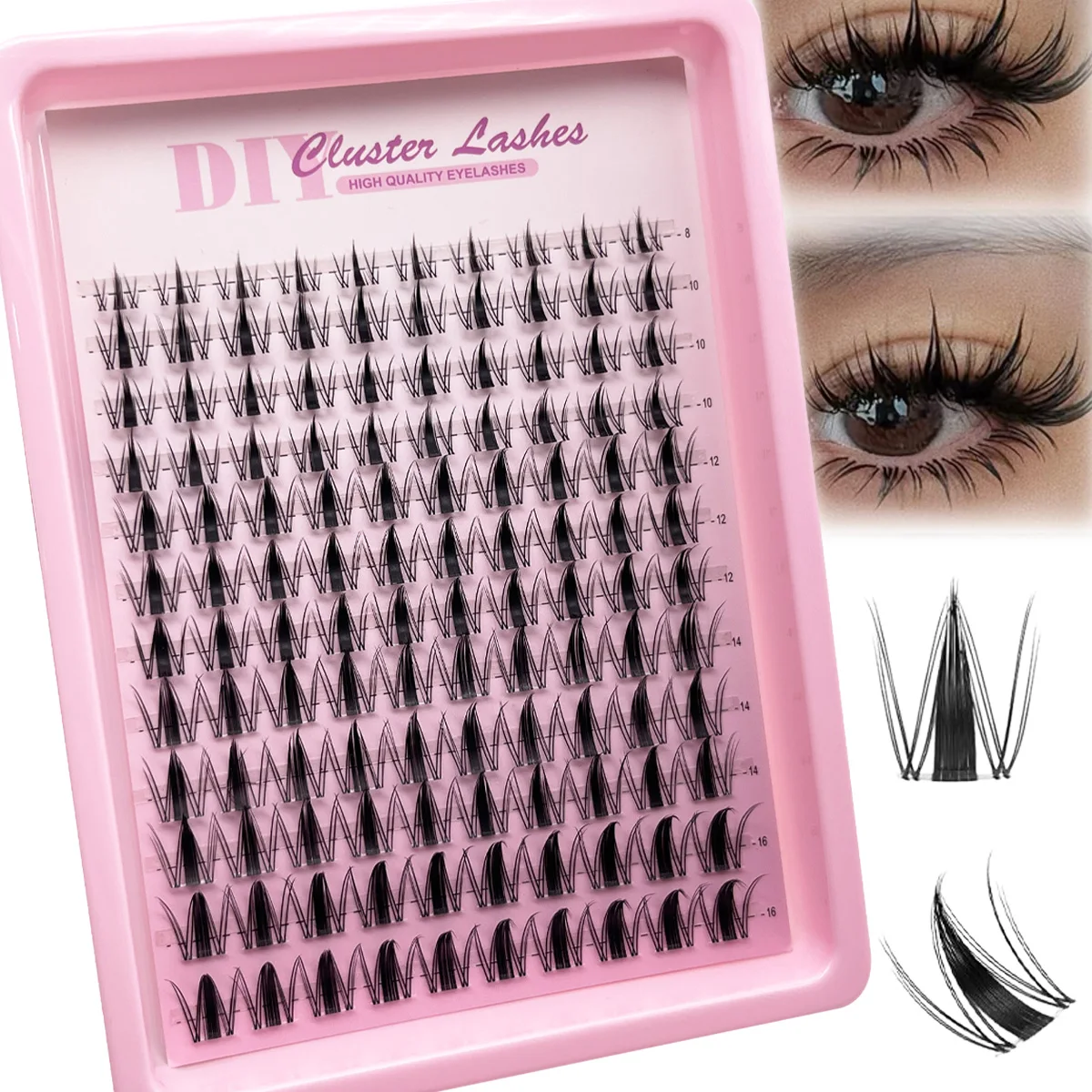 HBZGTLAD 12 Reihen Fairy Eyelash Ball Manga Wimpernbüschel 8-16mm Dynamische Wimpernverlängerung Natürliches Aussehen C-Curl Personal