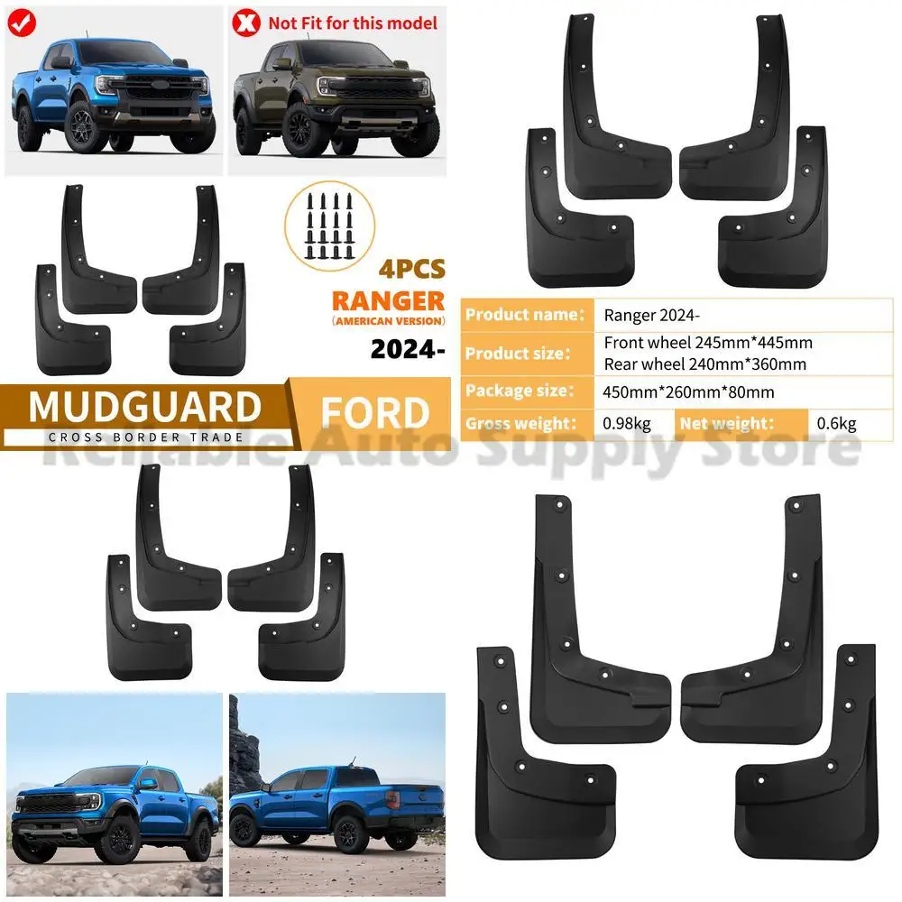 

For Ford Ranger 2024 USA Version Mud Guards Front and Rear Piva Auto Accessories High Quality Durable Protection