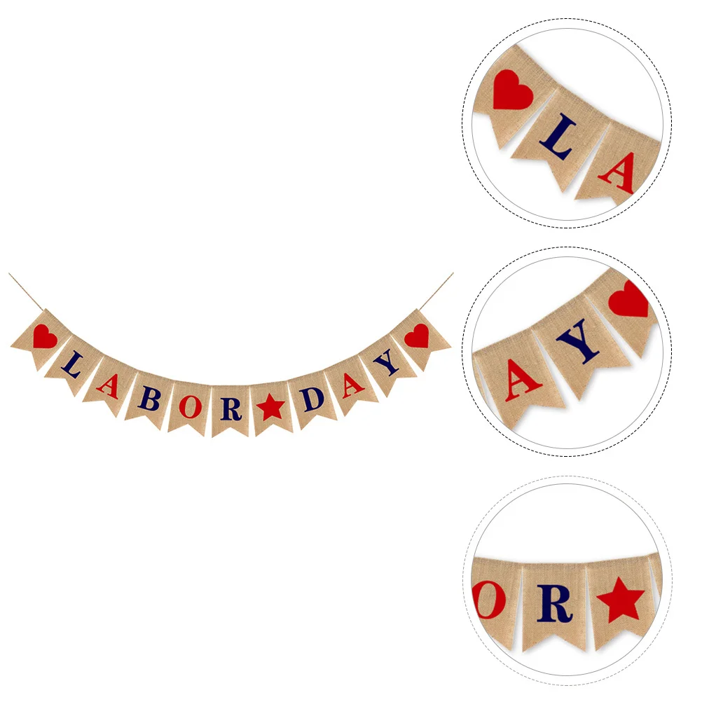 

Labor Day Flag Bunting Garland Home Decor Party Decorative Banner Wreath Linen Decorations