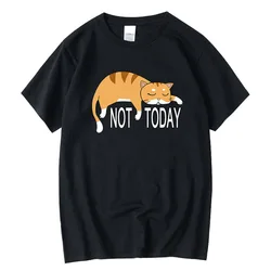 Summer Men's T-shirt High Quality Cotton Blend Funny Lazy Cat Printing Casual Cool Loose O-neck Graphic T Shirts for Men Tops