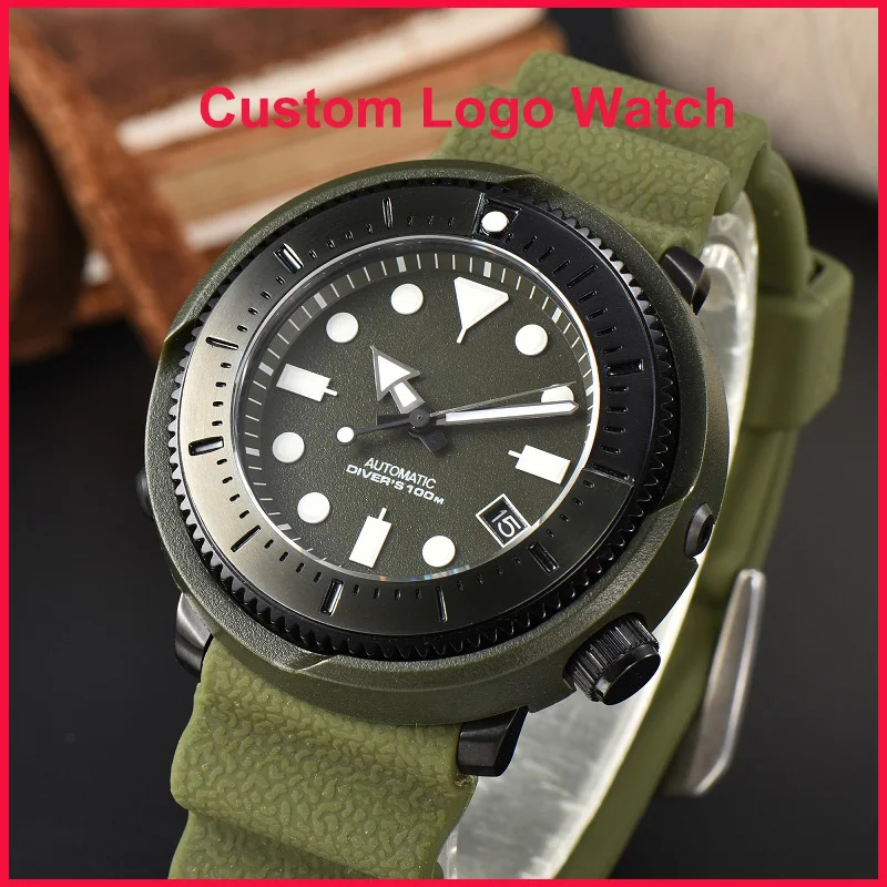 46mm NH35 Automatic Watch Men Custom S Logo Stainless Steel Case Waterproof Luminous Wristwatches S-Prospex Ocean Series Design