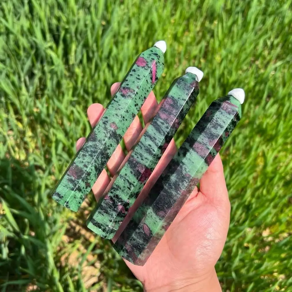 

Ruby Zoisite Obelisk Crystal Tower Healing Point Wand for Reiki Meditation Home Decor Energy Stone Balancing Meditation