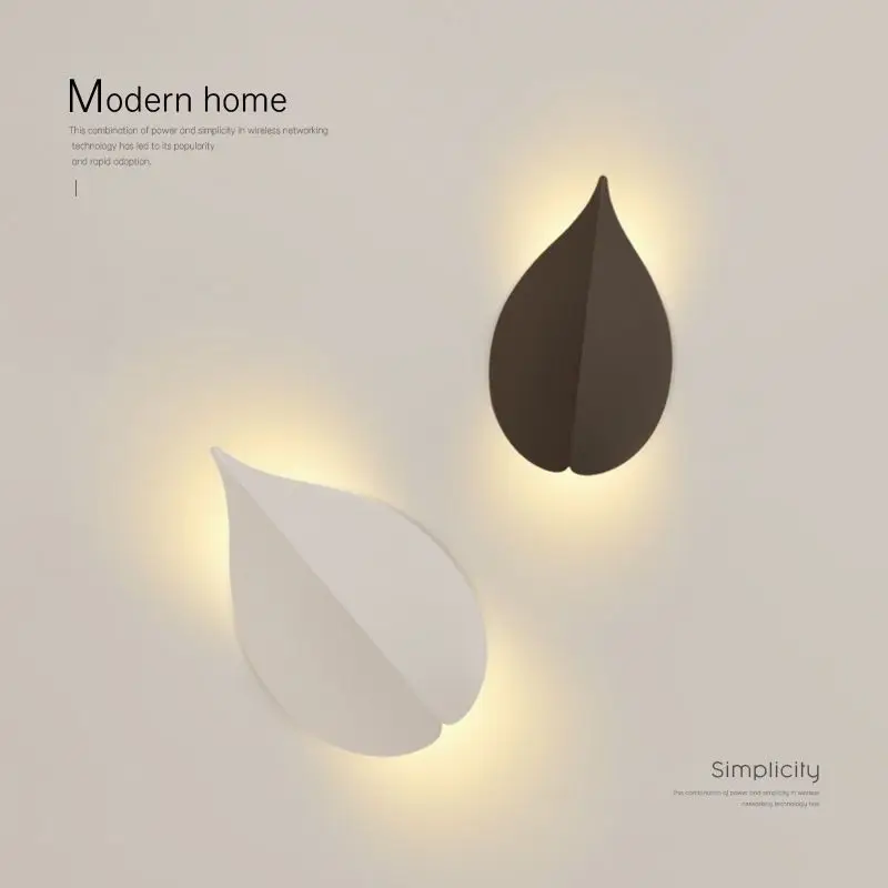 

Creative Leaf Wall Lamp LED Modern Minimalist Nordic Style Bedroom Living Room Light