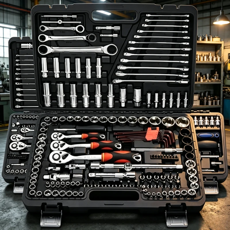 Juego de Llaves de Trinquete de 46 Piezas y 1/4 de Pulgada, Juego de Llaves de Trinquete Negras, Kit de Reparación de Automóviles Portátil para Mantenimiento de Automóviles y Uso Mecánico Doméstico
