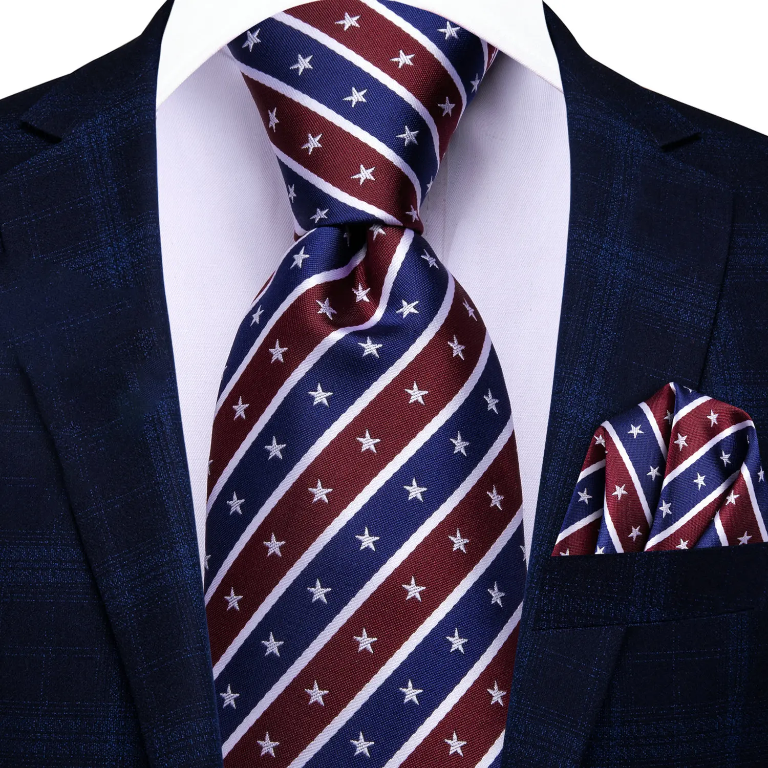 Colorful Classic Men Necktie & Pocket Square 2Pcs Set Formal Wedding silk Business Accessory