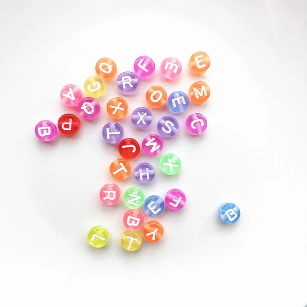 Colorful Round A-Z Alphabet Letter Beads(7x4mm) For Necklaces Bracelet Jewelry Making DIY Handmade Accessories