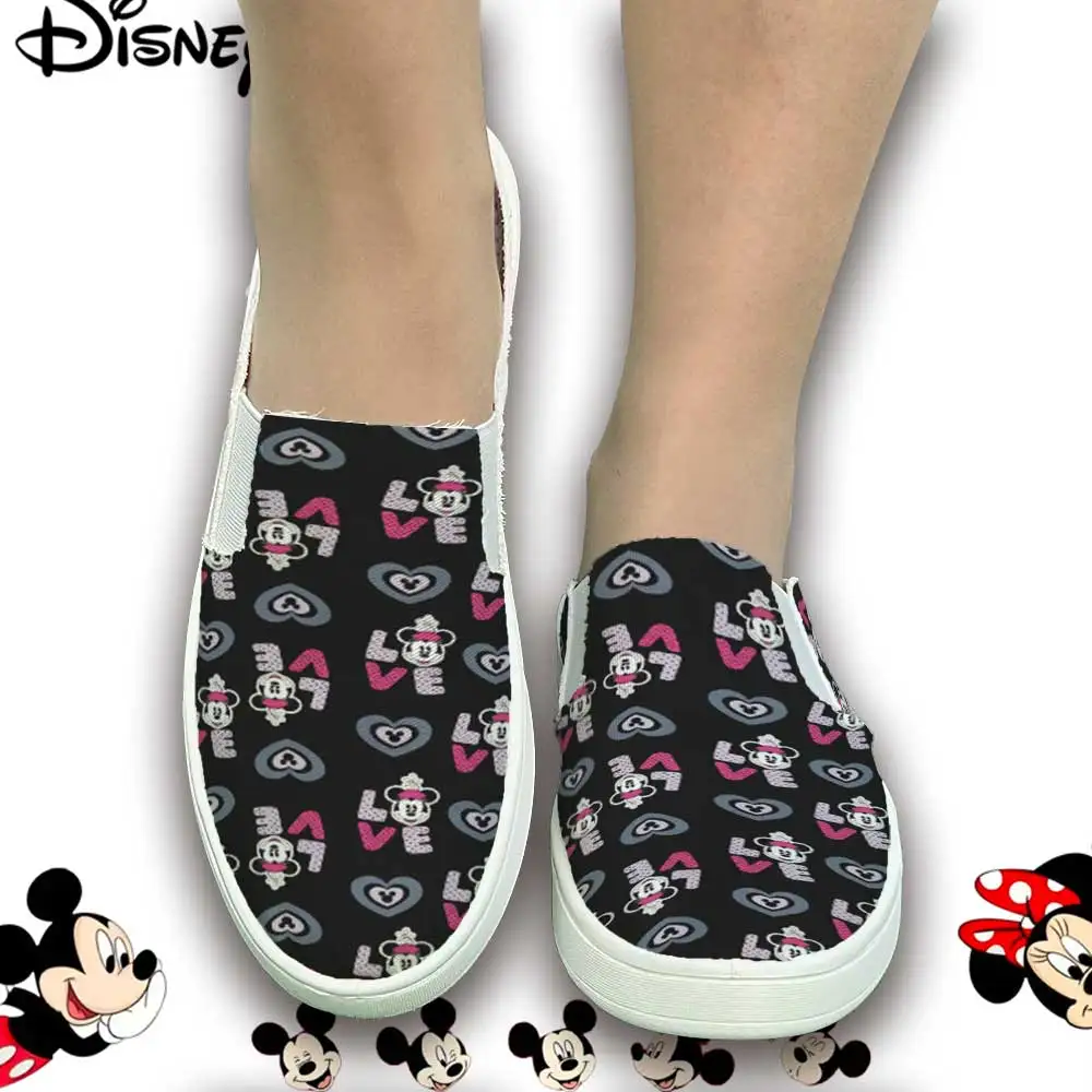 

Черные слипоны Disney Minnie Mouse с принтом Love & Heart – удобная повседневная обувь для женщин