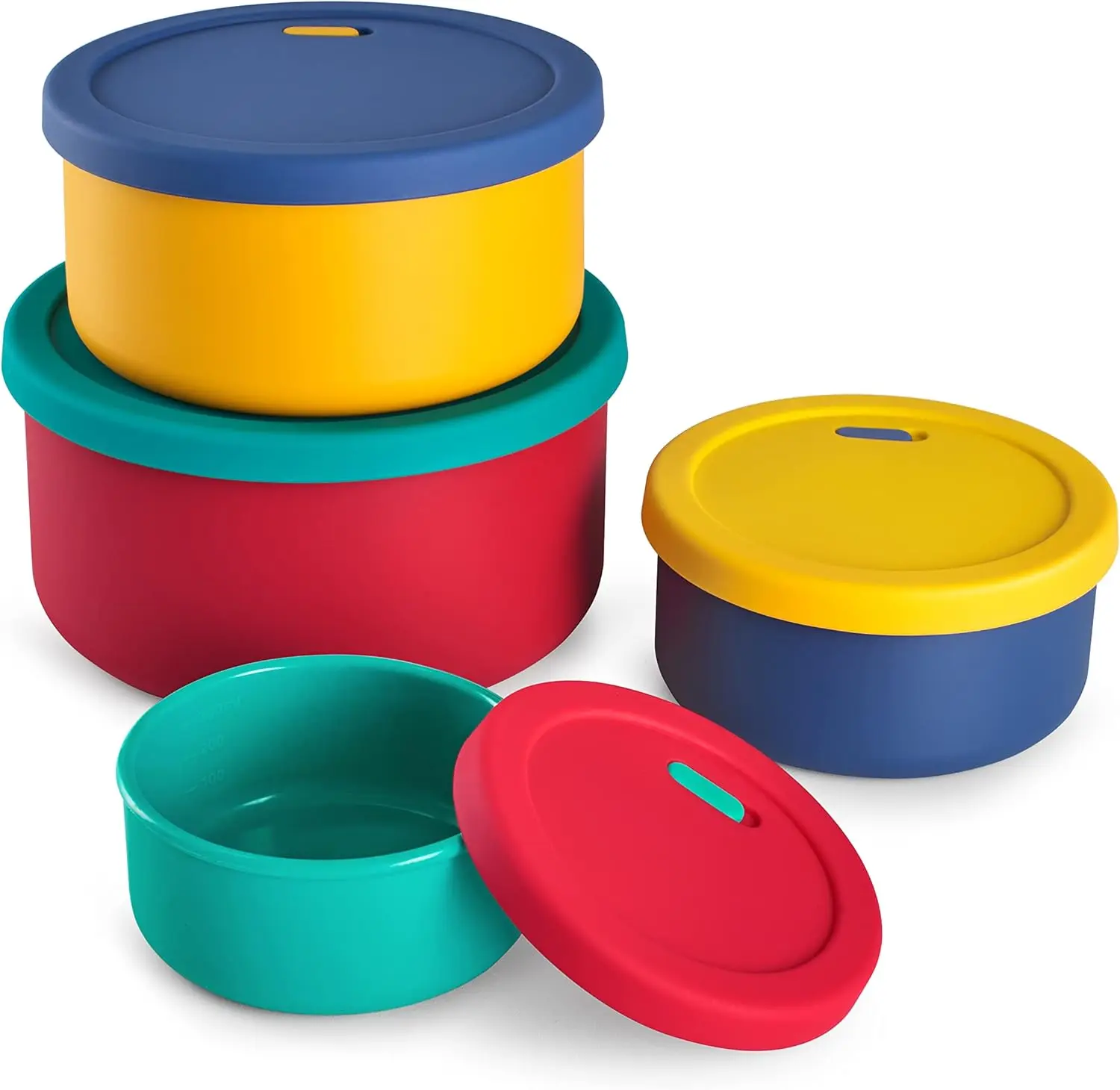 

4-Piece Silicone Food Storage Containers with Lids, Airtight Stackable Bento Boxes for Meal Prep and Fruit Storage, Multicolor