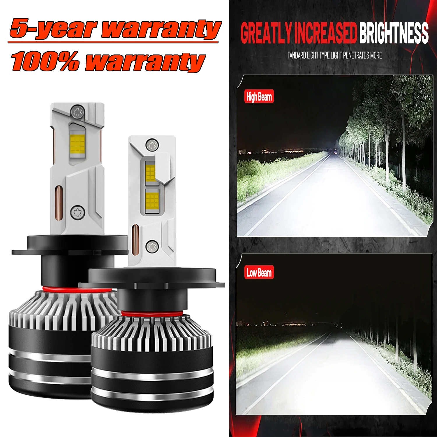 

5-year Warranty 6500K HB3 HB4 9005 9006 H1 H7 H4 H11 Bulb Canbus Led Lamp CSP 9570 Power Car Headlight Light Fog Light 2600W