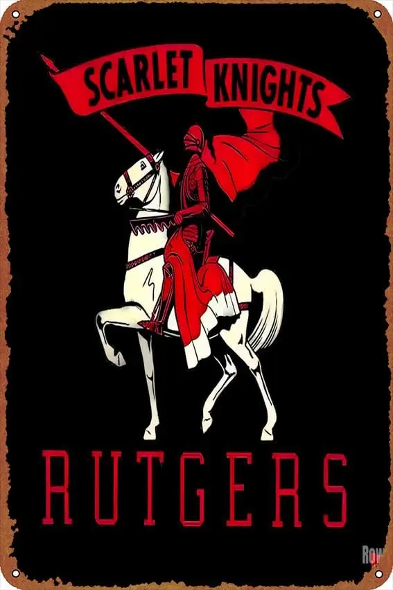 Vintage Rutgers Scarlet Knights Art Club Bedroom Office Coffee Bar Wall Art Retro Poster Tin Signs 12X8 Inch 1pc