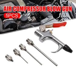 5Pcs/set Air Compressor Blow Gun Metal Tool Air Inlet Kit Spray Blower Inflatable Nozzle Pneumatic Tool Dust Cleaning Tool Kit