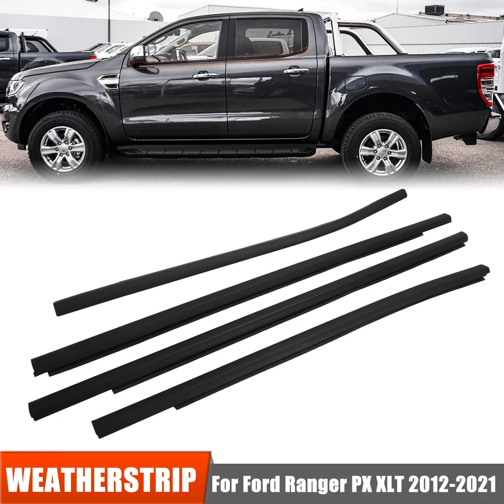 4Door Outer Window Rubber Seal Weather Strip For Ford Ranger PX XLT 2012-2021 Car Sealing Weatherstrip Door Glass Seal Belt Trim