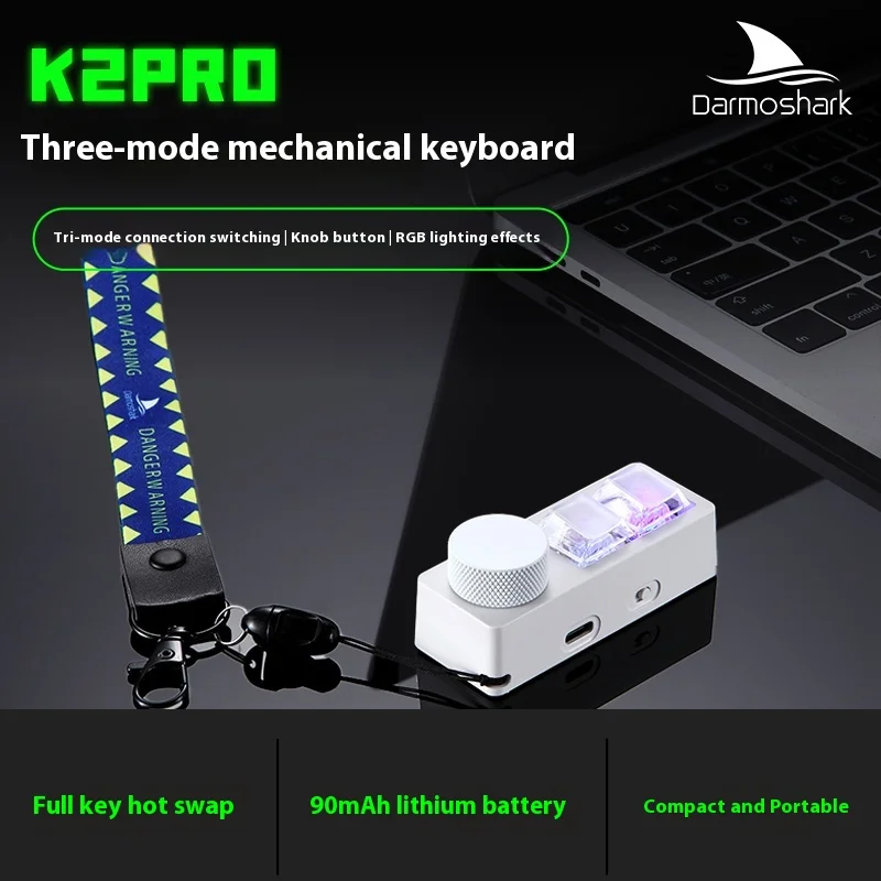

Darmoshark K2pro Wireless Three Mode Mechanical Keypad Double Key Custom Full Key Hot Plug Small Convenient Volume Knob Keyboard