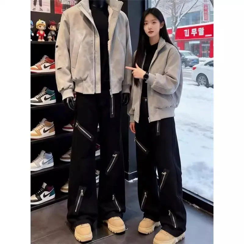 

Bla Slim Fit Men's Jeans Flared Design Multiple Zippers Trendy American Vibe Narrow Version Knife Spring Autumn