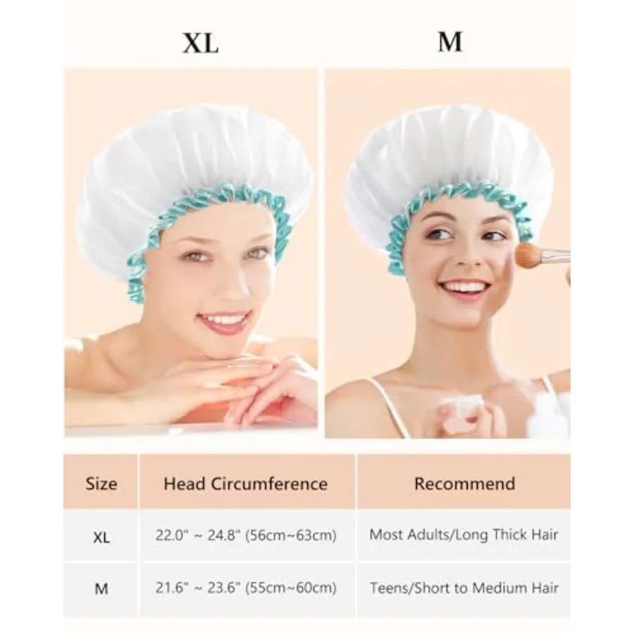 Shower Cap for Long Hair 1 Pack, 12 inch large size, Waterproof Washable Hair Caps for Women and Girls, Super Cute and Extra La