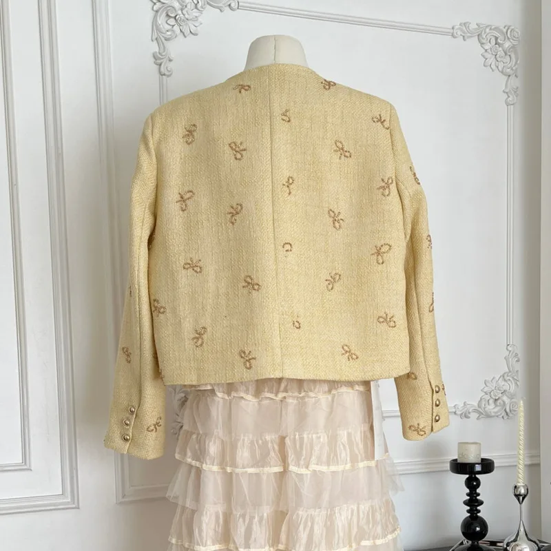 الراقية الفرنسية الفاخرة المدرج عطر صغير تويد سترة معطف المرأة موضة المقلية الشارع معاطف قصيرة ملابس خارجية أنيقة حلوة