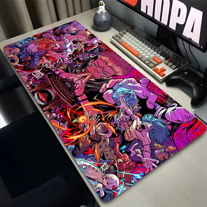 لوحة ماوس أنيمي كبيرة XXL Deskmat كمبيوتر محمول مكتب ماوس ديكور مكتب لوحة ماوس ممتدة الكمبيوتر حصيرة لوحة المفاتيح Jujutsu Kaisen حصيرة مكتبية