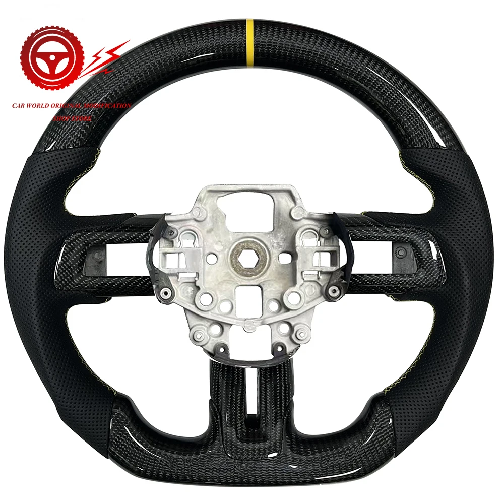 

Ford Mustang GT Carbon Fiber D-Shape Steering Wheel with Sports Leather 2015-2023