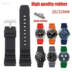 20mm 22mm Universal Quick Release Silicone Rubber Strap Outdoor Sports Waterproof Watch Band Bracelet for Seiko/Omega/Huawei Men