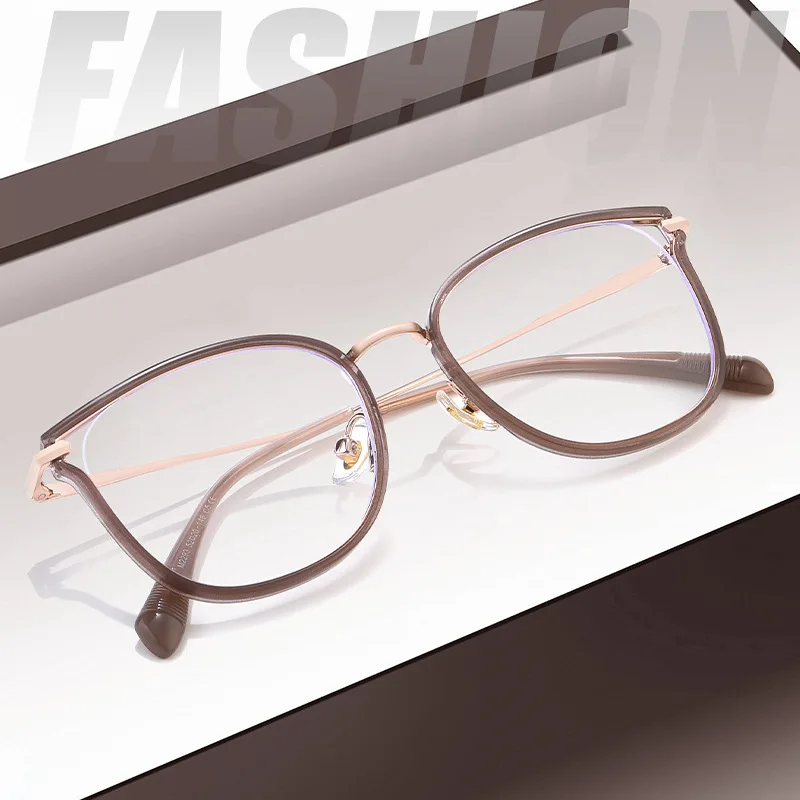 

Cat Eye Design Handmade Top Acetate & Alloy glasses frame men women Myopia Presbyopia prescription Lenses attachment eyewear