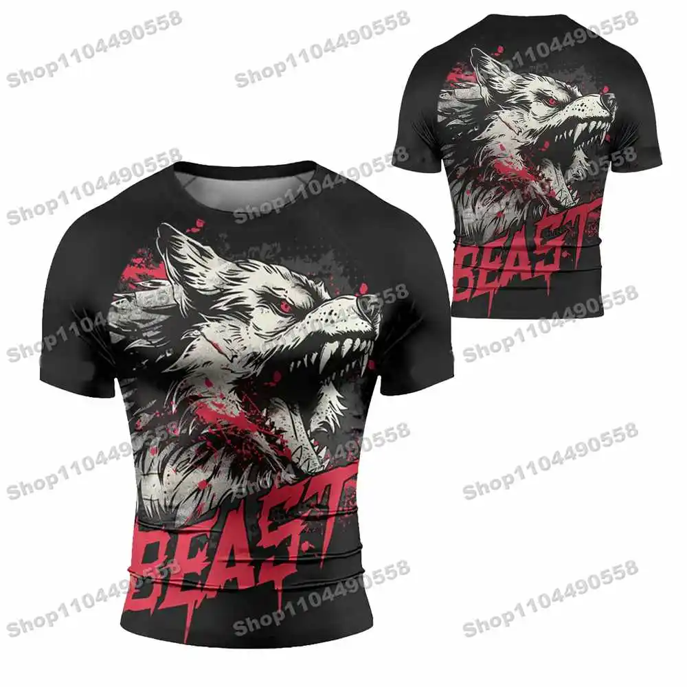 N252th أنواع حديثا طفح الحرس تصفح الشاطئ تي شيرت ملابس السباحة الغوص رياضة قصيرة الأكمام MMA BJJ الرجال جيو جيتسو اللياقة البدنية مجموعات