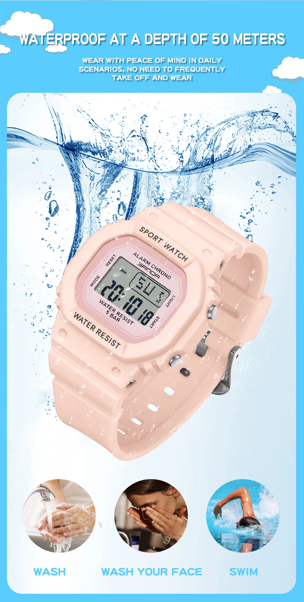SANDA Jungen Mädchen LED Digitaluhr Kinder Sportuhr für wasserdichte elektronische Uhr Kinder im Freien Casual Geschenkuhr – Detail 15