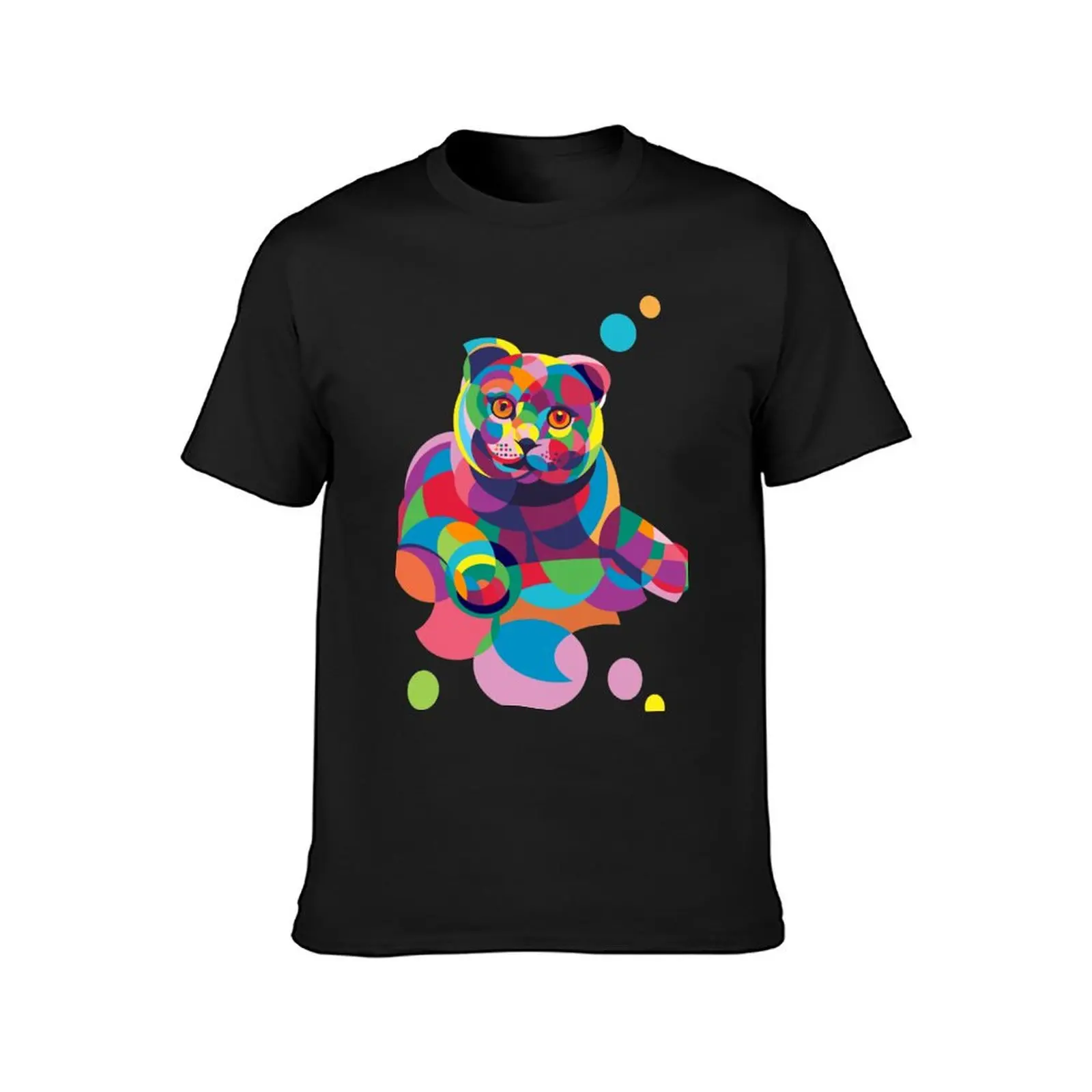 Colorful Scottish Fold T-shirt sports fans tops mens workout shirts