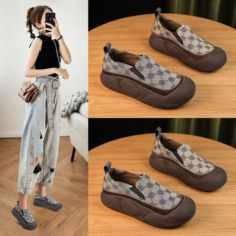 New Design Brand Women Flats Flat Chunky Single Shoes with A Line Mary Jane Shoes Platform French Gentle Four Seasons Heel Shoes