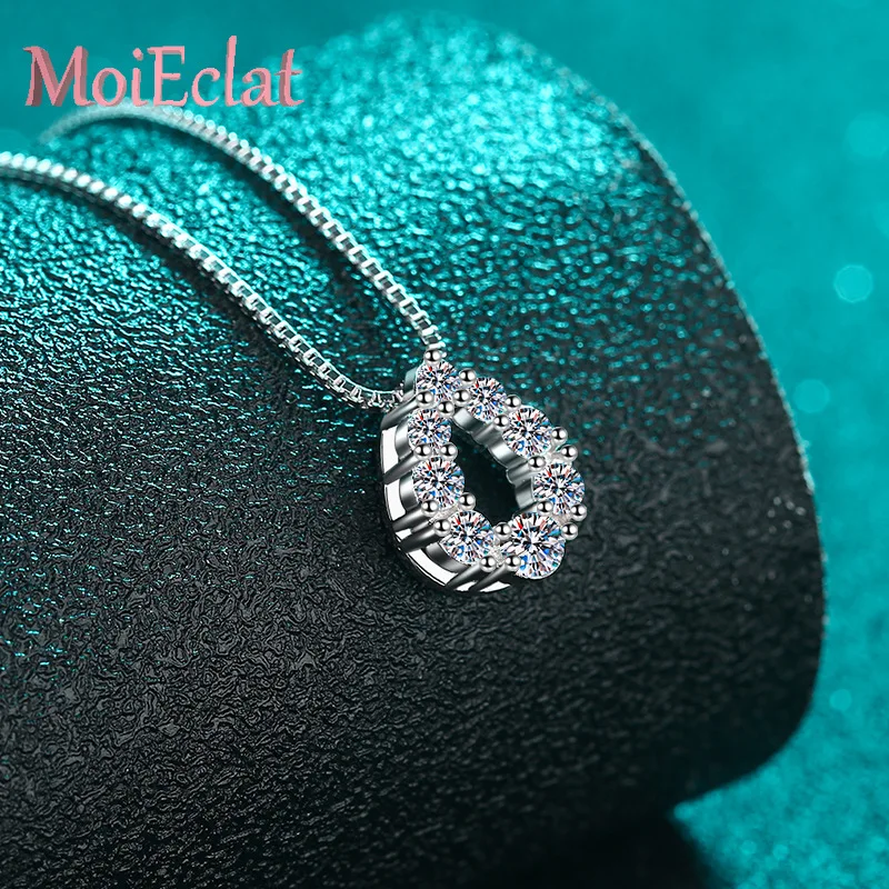 

Water Droplets Full of Diamonds 0.62ct Moissanite Luxury Jewelry Oval Pendant Platinum PT950 Clavicle Chain for Women Gift