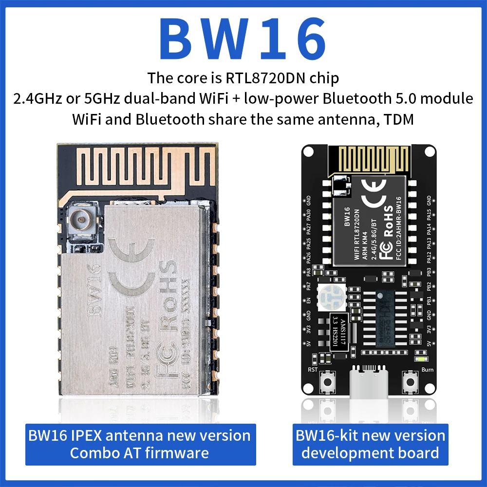 Kidsbits-Placa de desarrollo Keyestudio BW16-kit, BW16, antena IPEX, Bluetooth y Wifi, aplicación Android/IOS, Nueva Versión