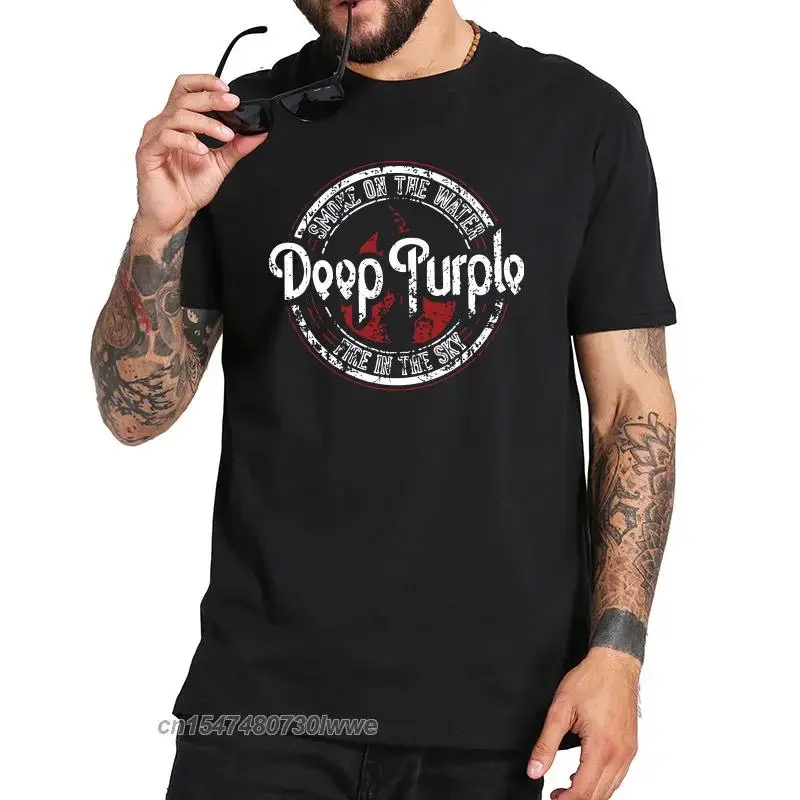 Deep Purple Tshirt Album Machine Head Smoke Song on The Water Tshirt English Rock Band 100% Cotton Basic Camiseta