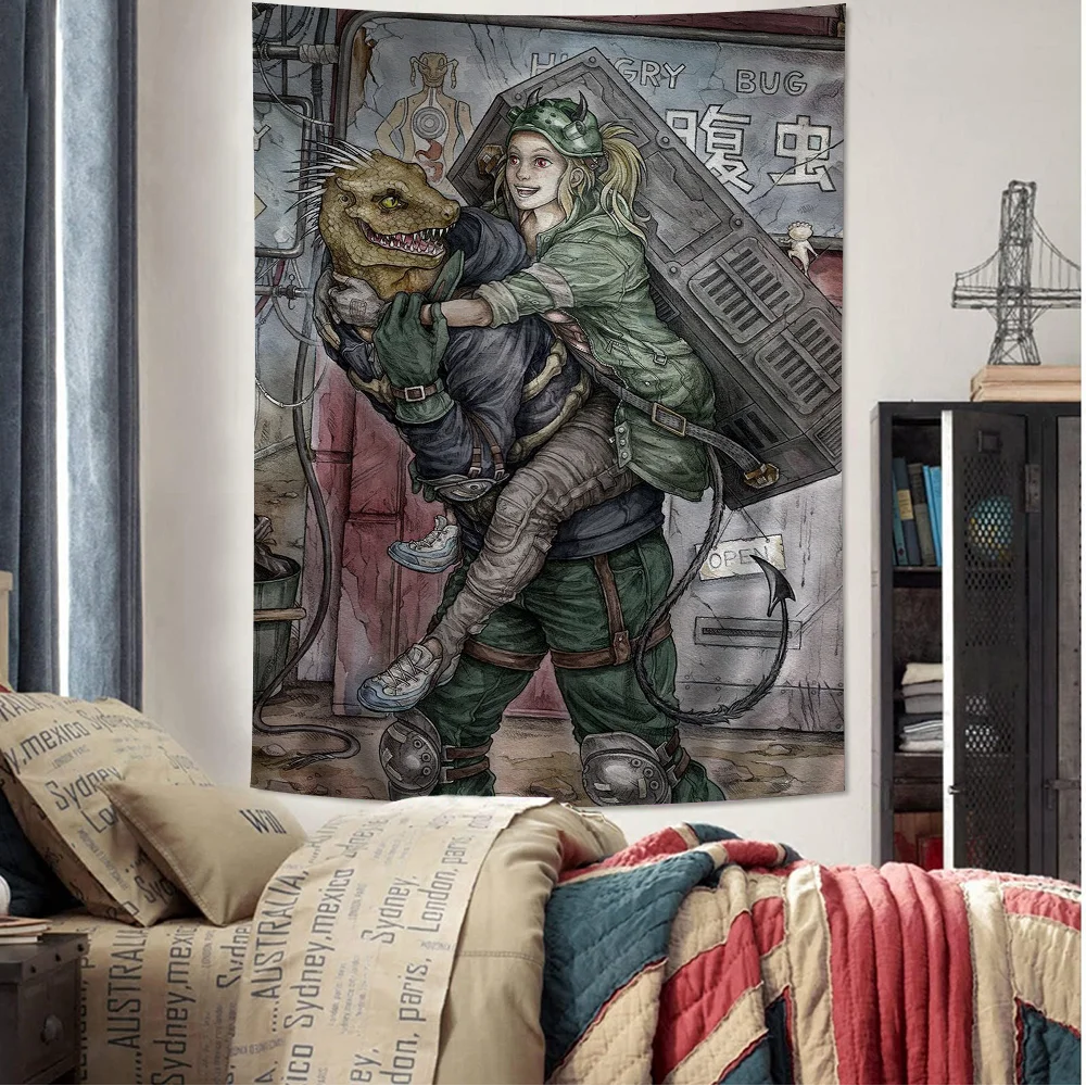 Dorohedoro Cartoon Tapestry Hippie Flower Wall Carpets Dorm Decor Art Home Decor